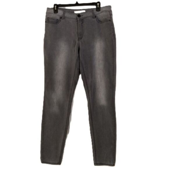 EST 1946 Cato Jeans Gray Stretch 5 Pocket Straight Leg Womens Size 12 - Picture 1 of 14